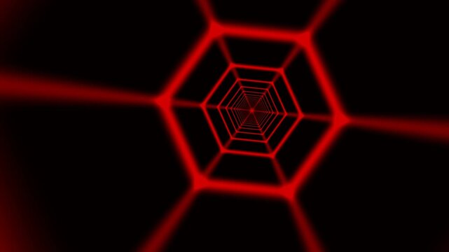 Red hexagonal tunnel abstract motion background for video projects
