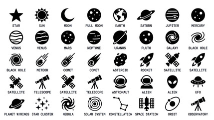Space Icons Collection: Celestial Bodies and Cosmic Objects © adhar