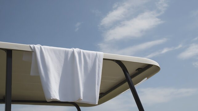 Towel resting on a sunny outdoor surface.