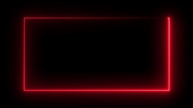 Neon Rectangle Picture Frame icon Animation Glowing orange Color neon box round shape screen rotation border frame effect seamless footage smooth line wallpaper on black background 4k video and alpha 
