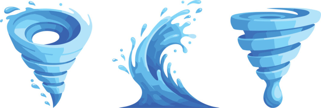 Abstract water vortex and wave elements illustration with abstract isolated illustration whirlpool splatter
