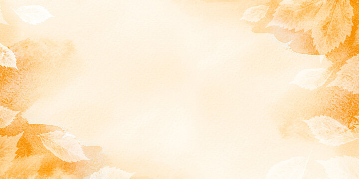 Watercolor autumn background with a leaf pattern