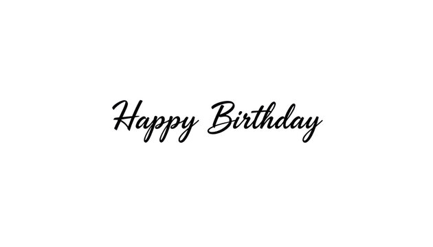 Minimal handwritten Happy Birthday text on white background, elegant calligraphy greeting card lettering, simple design