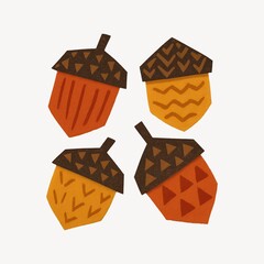 Obraz premium Colorful autumn acorn illustration