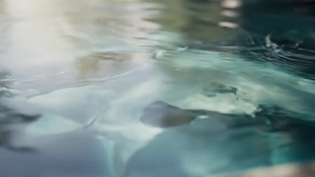 Close-up of water surface with ripples and reflections