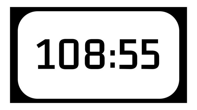 Countdown timer from 109 minute to 108 minute on white background and rounded black frame ideal for presentations, classrooms, and productivity projects