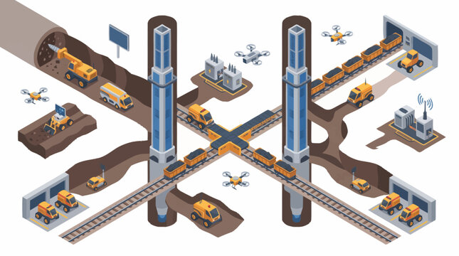 Industrial construction site with cranes.
