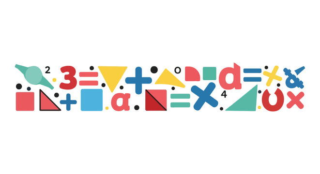 Mathematical symbols and geometric shapes border design