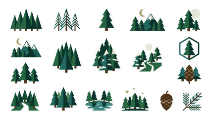 Pine Tree and Forest Icon Set © Bilya 01