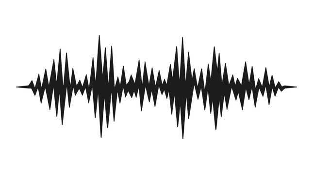 Sound wave, audio signal, black waveform, music pattern, vector graphic isolated on White Background flat vector eps silhouette