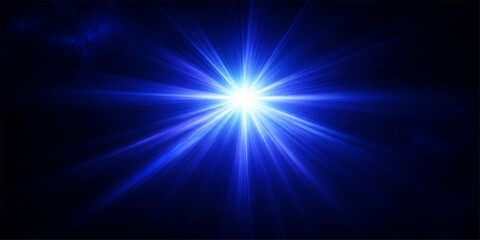 Abstract Blue Light Burst Background with Glowing Laser Rays, Energy Beams, Star Sparkles and Futuristic Space Explosion Effect for Modern Digital Design Backdrop © pixel park