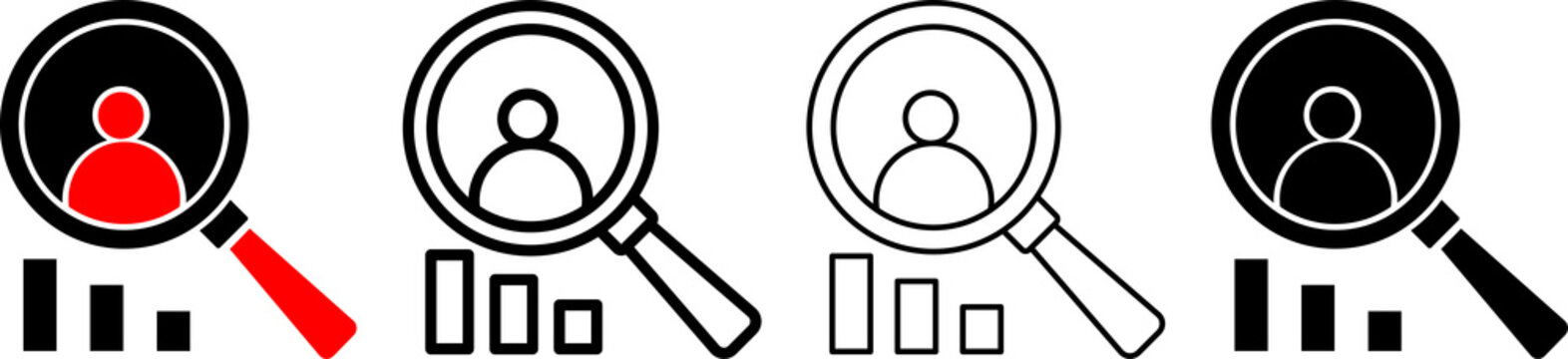 Competitive Analysis Icon Set in Filled, Outline, Flat, and Glyph Styles 