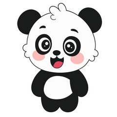 Obraz premium Cute Baby Panda Cartoon Vector Character Isolated on White Background Flat Animal Illustration