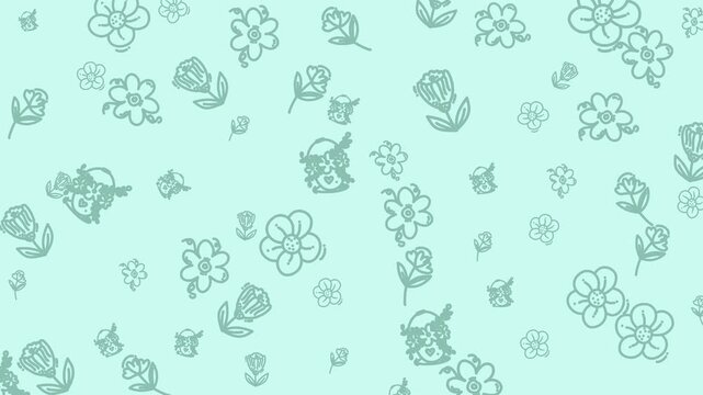 Light green pattern with flowers and owls, perfect for spring and naturethemed projects, stationery, textiles, and childrens designs.