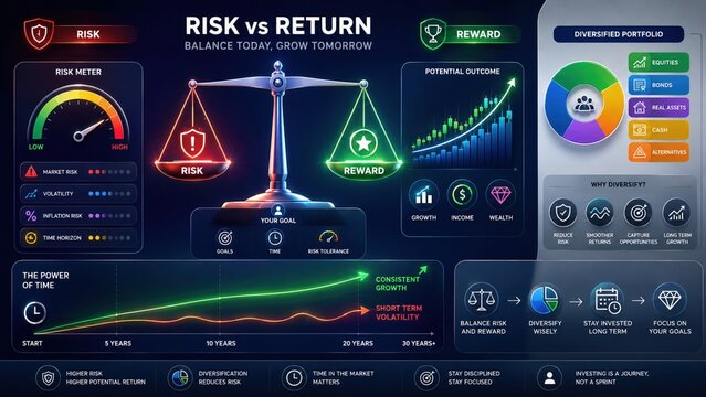 Investing Risk and Return Educational Infographic