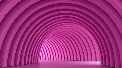 Obraz premium Abstract modern architectural 3d tunnel with repeating curved pink arches leading forward creating perspective depth ideal for contemporary design projects