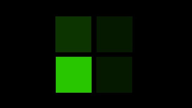 Green Square Grid Loading Spinner Animation on Transparent Background.