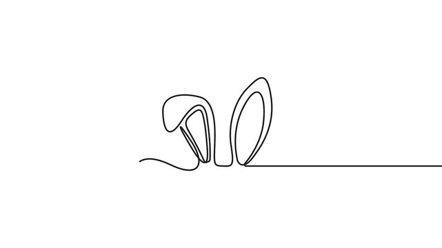 Rabbit ears continuous line drawing for Easter and cute animal concepts. Minimalist continuous line art animation of rabbit ears for Easter and whimsical design projects.