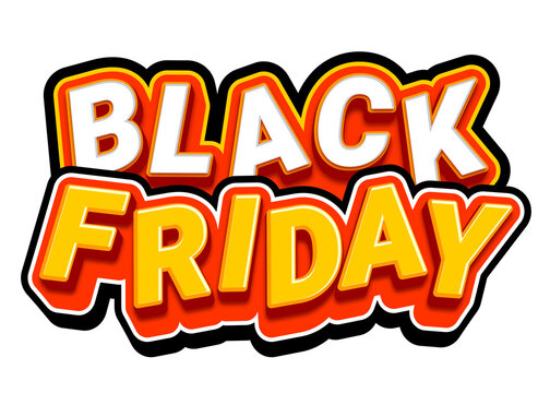 Black friday banner tag label sticker for sales promotion. 3d text promotion label template on transparent background. Vector illustration