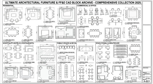 Ultimate architectural furniture and ffe cad block archive collection