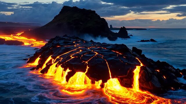 Molten Lava Meets Ocean - Birth of New Land