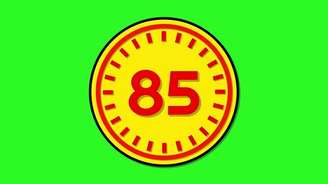 Number 85 with circular animation on green screen background. 85 days to go. 85 days left