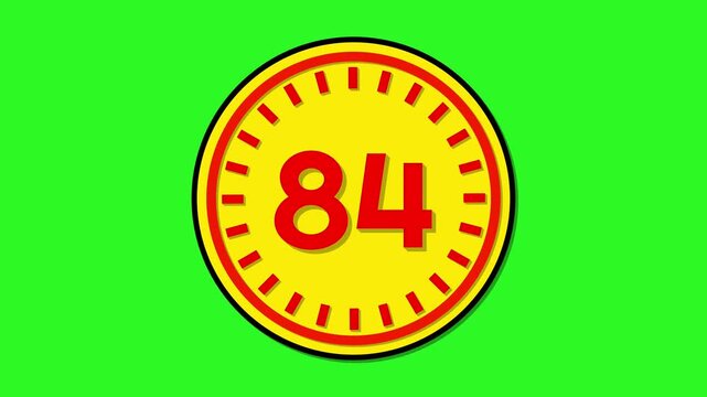 Number 84 with circular animation on green screen background. 84 days to go. 84 days left