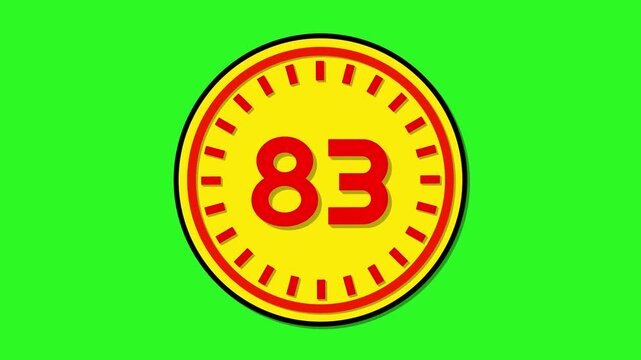 Number 83 with circular animation on green screen background. 83 days to go. 83 days left