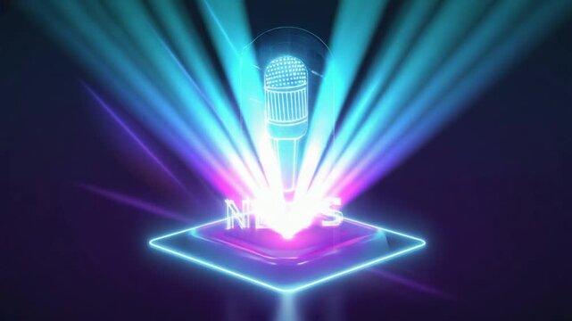 Microphone with the text "news".