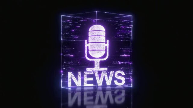 Microphone with the text "news".