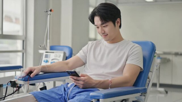 Person donating blood.