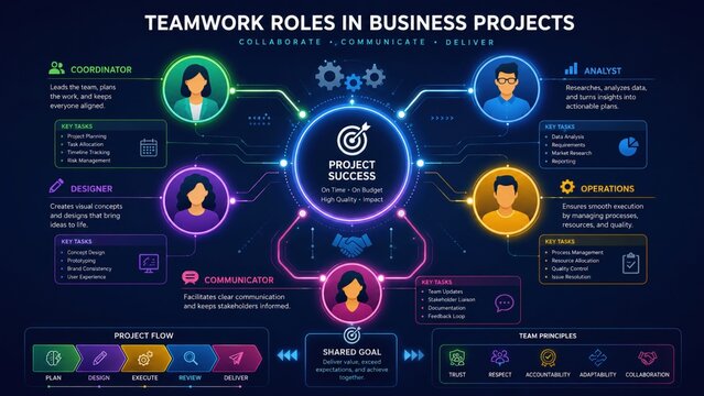 Teamwork Roles Business Education Infographic