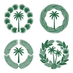 Obraz premium Tropical palm tree leaf circular wreath designs.