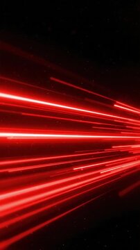 Abstract horizontal red line background loop showing movement in a dark setting with bright red lines