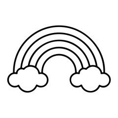 Obraz premium A clean black and white line art vector icon showing a stylized rainbow with smooth curved arcs, great for symbolizing optimism, inclusion, or natural beauty in graphics.