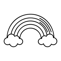 Obraz premium A clean black and white line art vector icon depicting a rainbow with arched bands, ideal for representing hope, diversity, weather, or LGBTQ+ pride in design projects.
