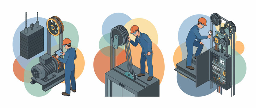 Isometric Industrial Maintenance Engineering and Equipment Repair