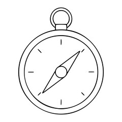 Vintage magnetic compass navigation vector icon illustration with precise hand-drawn outline, minimalist line art design ideal for travel apps, outdoor adventure branding, and exploration themes in © MD