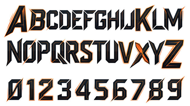 Futuristic Geometric Alphabet and Numbers Set