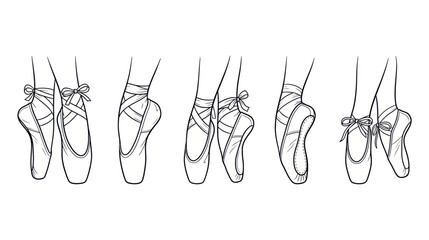 Ballet Dancer's Feet in Pointe Shoes Line Art © grendel