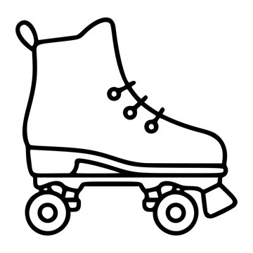 Retro roller skate vector icon with charming hand-drawn line details, perfect for sports equipment illustrations, vintage recreation graphics, and playful activity-themed scalable designs