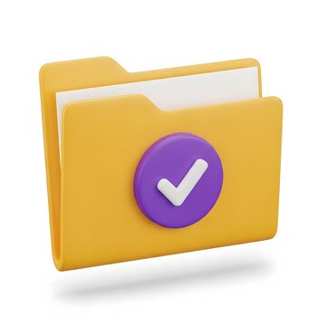 Yellow folder icon with purple check mark