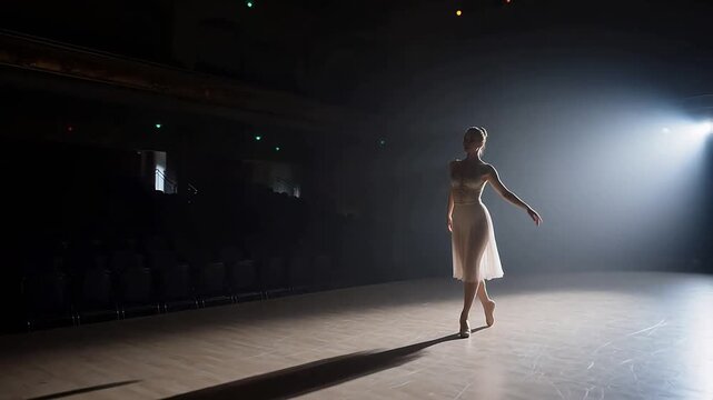 Dancer's Solo on Dark Stage
