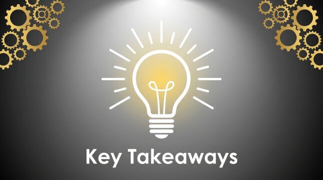 Light bulb with rays. Key takeaways concept.