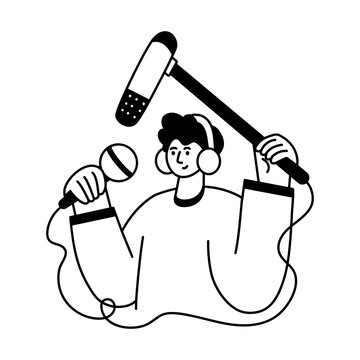 A glyph style illustrator of a boom operator