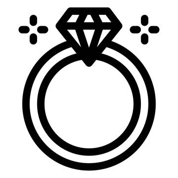 Sparkling Diamond Engagement Ring Line Icon