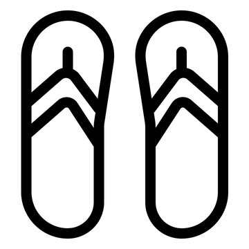 Summer Beach Flip Flops Line Icon