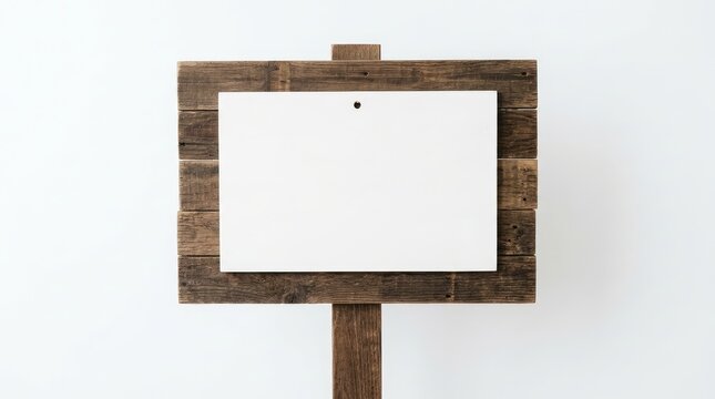 Blank wooden signboard on a white background. Empty rustic billboard template.