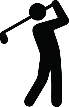 Golf Player Swinger Club Ball Silhouette Icon