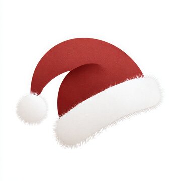 Bright Red Christmas Hat with White Fur Trim and Pom Pom Ornament